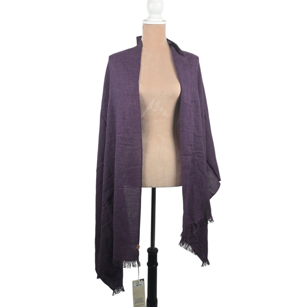 NWT Dinadi Ida Scarf Royal Purple Wool Fringe Handcrafted